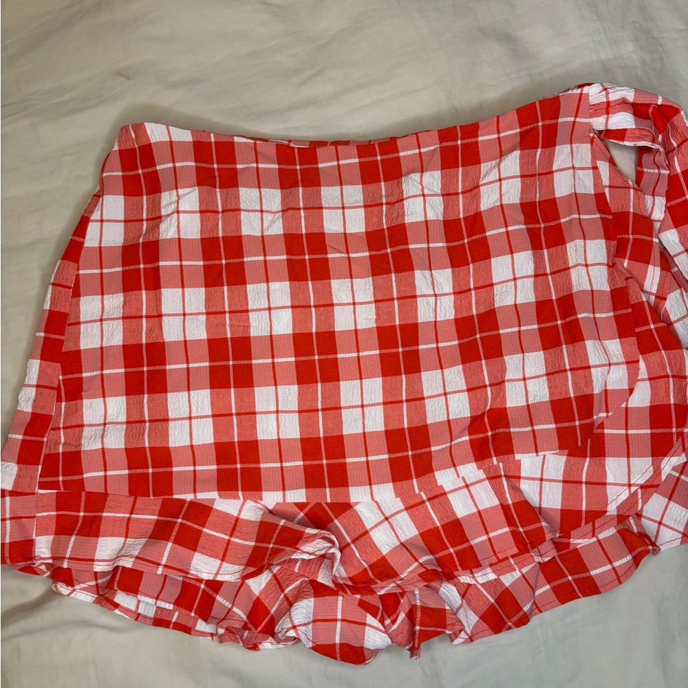 Show Me Your MuMu Red and White Plaid Skorts